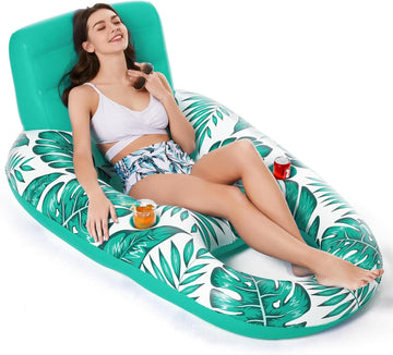Jasonwell Inflatable Pool Float Adult - Pool Floaties Lounger Floats Raft Floating Chair Water Floaties for Swimming Pool Lake Lounge Float with Cup Holders Beach Pool Party Toys for Adults (T-Green) - Jasonwell